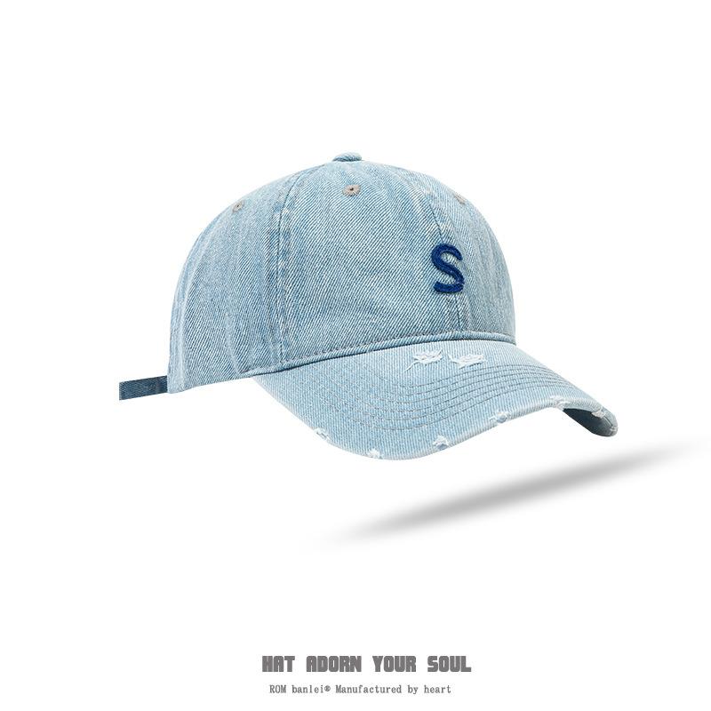 

Прати, шліфувати дірки, старіти джинсові кепки, чоловічі топи, регульовані модні бейсболки S-подібні, дитячі adjustable світло-синій колір