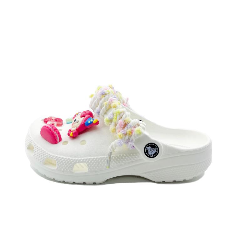 

Crocs Classic clog Harley Quinn Deeds Girly School Style Niche Design Travel Beach Street Fashion Trend EVA Hole Shoes Unisex White 45-46 белый