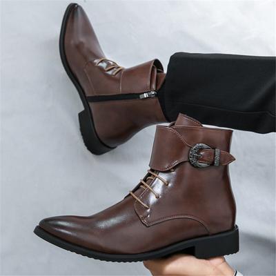 Neue Herren Spitz Schnürer Patchwork Monk Strap Stiefeletten Britischer Designer Botas Trend Casual Luxus High-top Punk Rock Schuhe