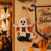 Scary Halloween Signs Black Cat Ghost Door Sign, Decorative Plaque, Wooden Hanging Craft Decorations Vintage Rustic Decor with Jute Rope, Seasonal