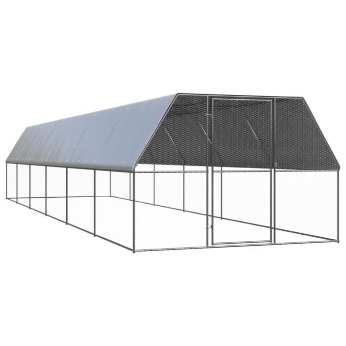 3154380 vidaXL Poulailler d'extérieur 3x12x2 m Acier galvanisé