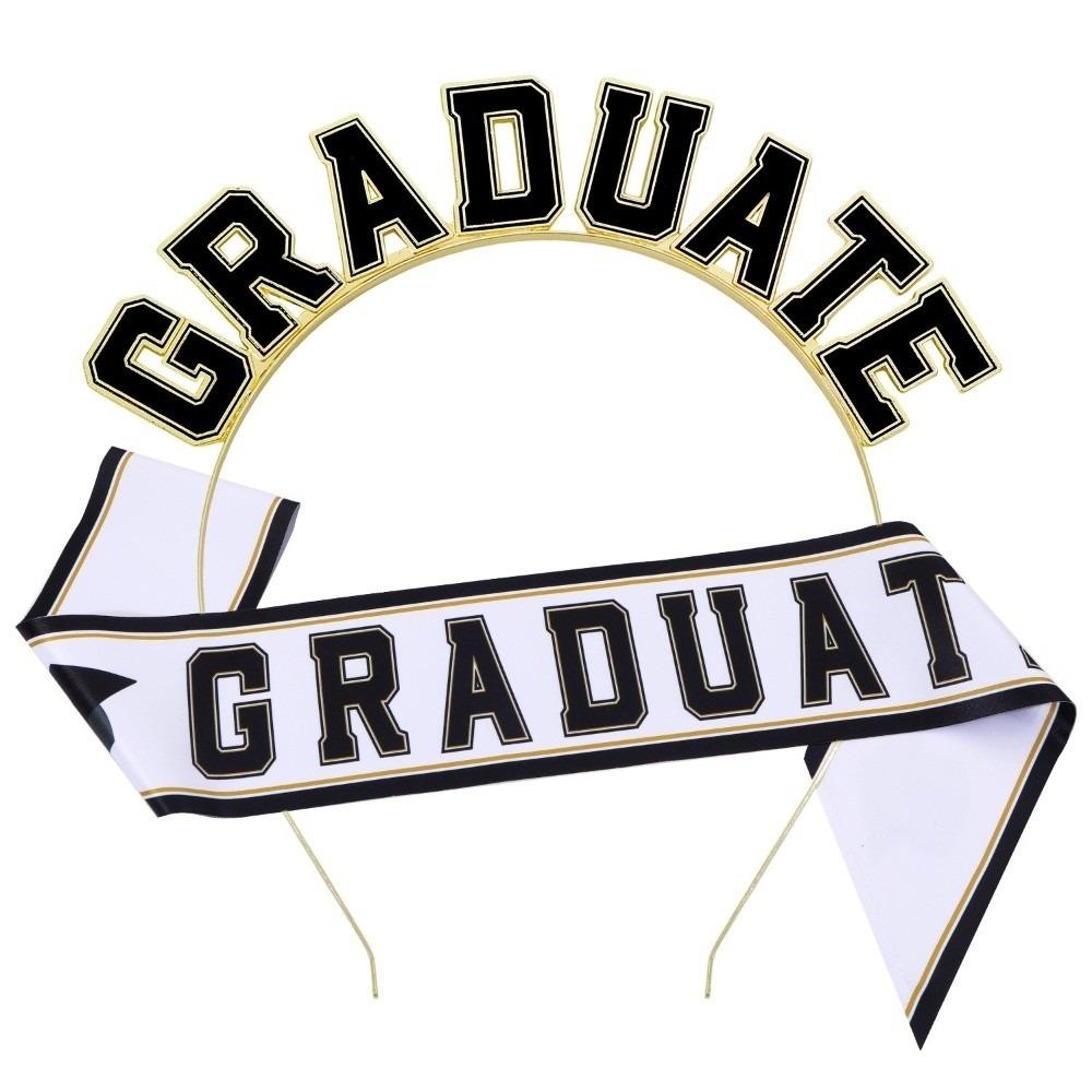 Double Layer Graduation Shoulder Strap Digital Printing Hot Stamped Graduation Crown Gold Edging Party Essential Graduate Sash