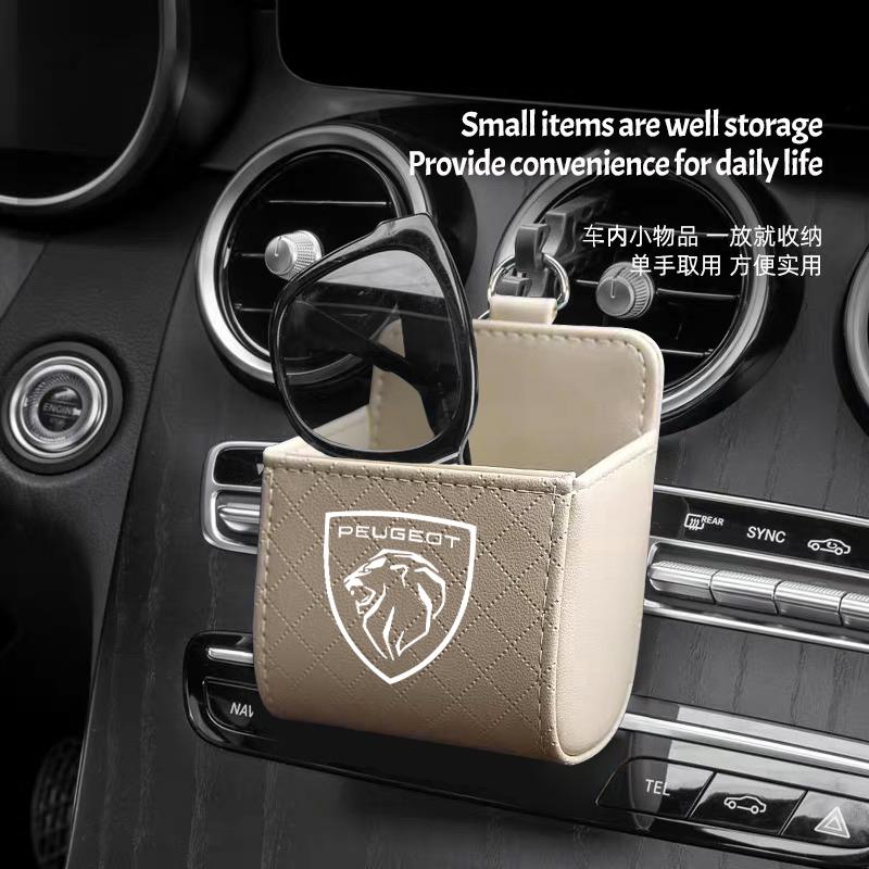 Car Badge Air Outlet Storage Box Phone Glasses l Organizer For Peugeot 5008 408 308 Landtrek 208 2008 3008 Rifter 508 301 108 608