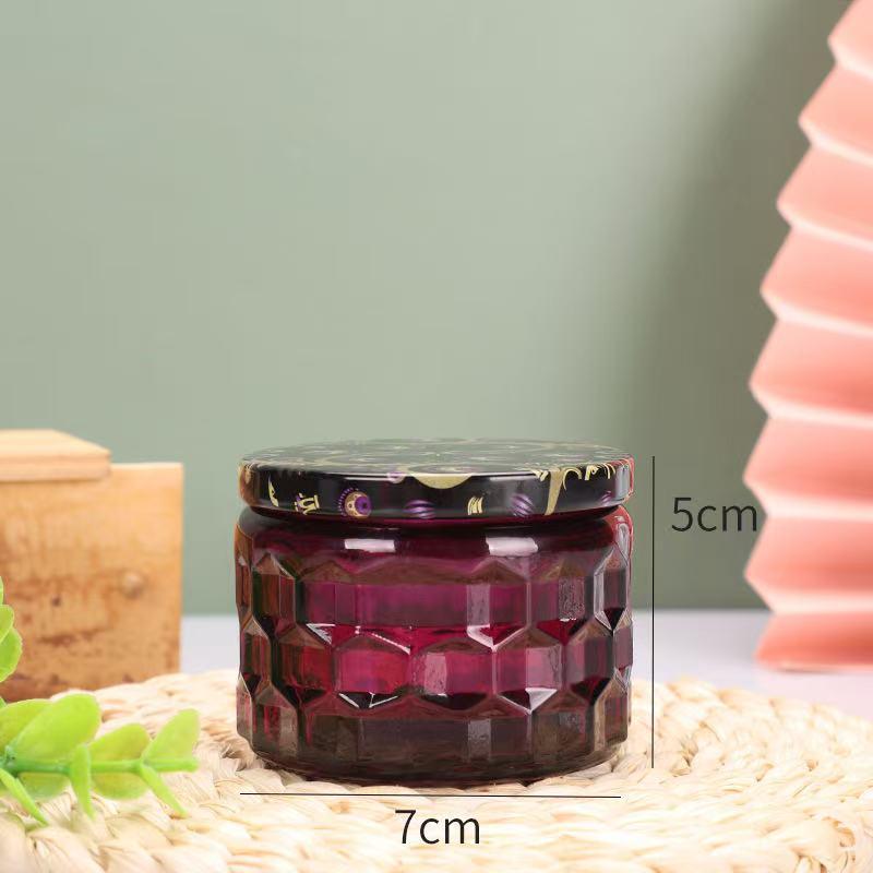 Embossed Glass Jar: DIY Flameless Scented Candle Cup with Colored Pattern
