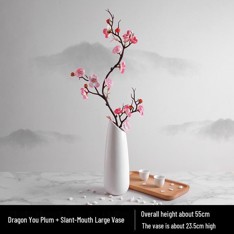 Wintersweet Bonsai Arrangement: Artificial Plum & Peach Blossom Branches for Indoor Living Room Decor