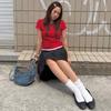 [Matinkim] COLOR POINT LAYERED TOP FOR WOMEN IN RED