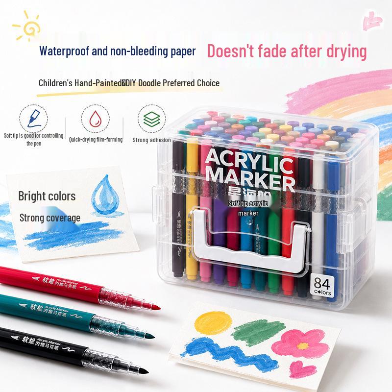 Acrylic Watercolor Marker with Soft Tip - Washable & Non-Bleeding for Kids' Art & Graffiti.