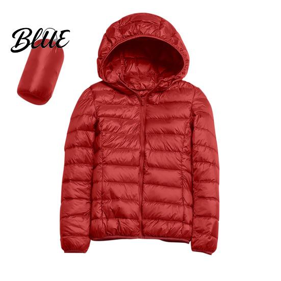 Polyester Lining Coat Pockets Zip-up with Hood Down Jacket Women Winter And Zipper Padded Warm