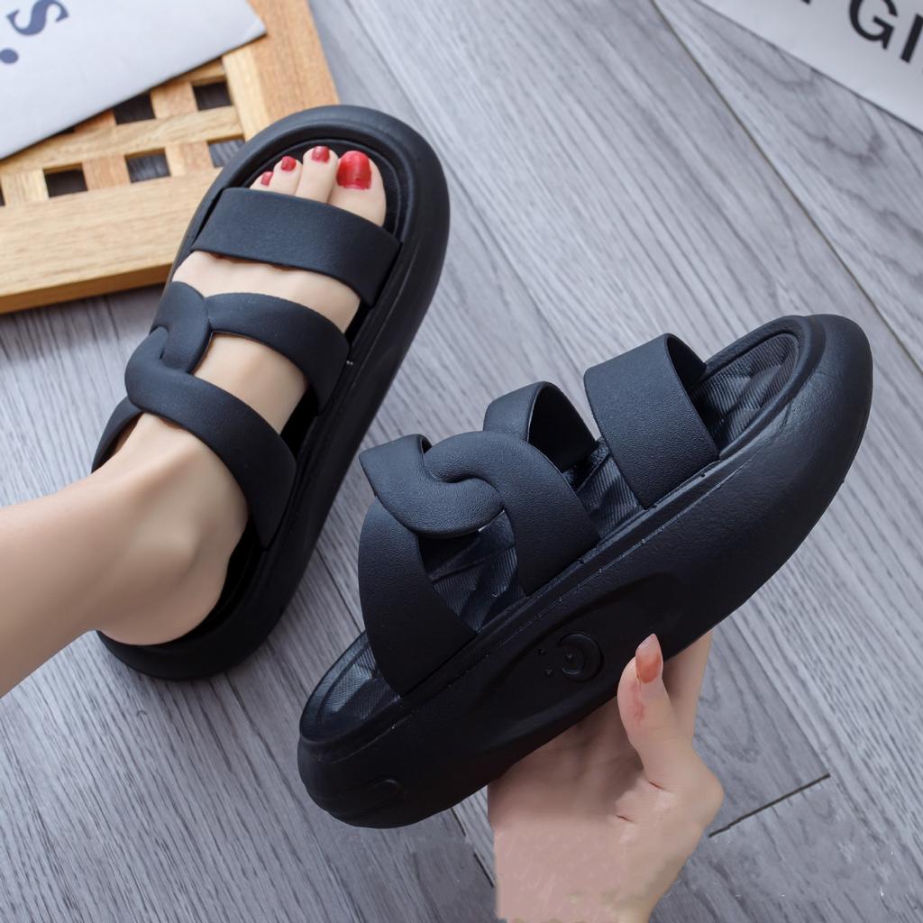 Neue Sommer Damen Modische Weiche Sohle Rutschfest Lässig Dicke Sohle PVC Strand Sandalen Hausschuhe