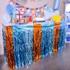 LOLStar Blue Dog Birthday Party Supplies 2Pack Orange Blue and Light Blue Wavy Metallic Tel Foil Fringe Table Skirt for Rectangle and Round