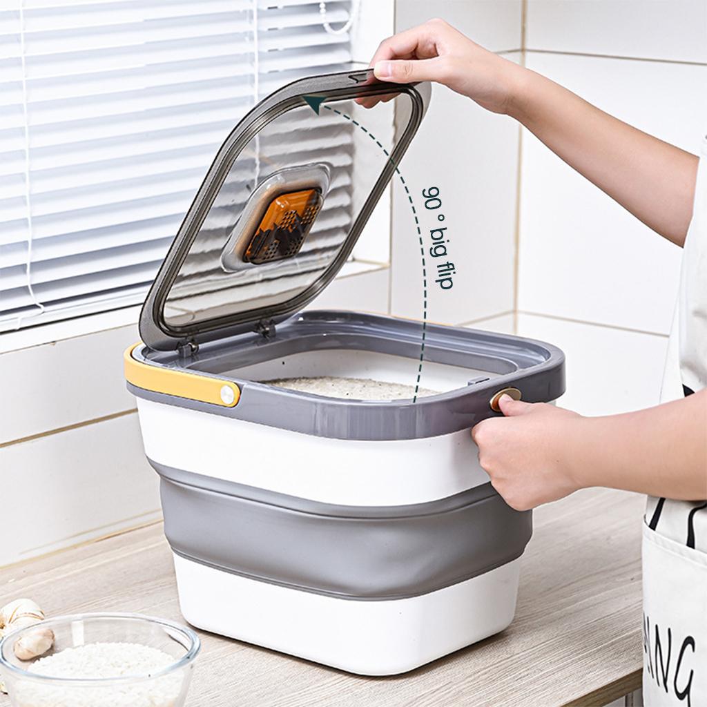 Folding Rice Container for Countertop Accessories Kitchen Grain Storage ...