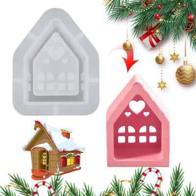 Silicone 3D House Mould Plaster Mould DIY Tea Light Mould Decorative Epoxy Resin Casting Mold Non Stick for Art Craft