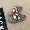 Retro Versatile Fashion Design Sense Niche Baotou Half Slippers Women's Autumn and Winter Lace-up Outer Wear Casual Thick-soled Slippers