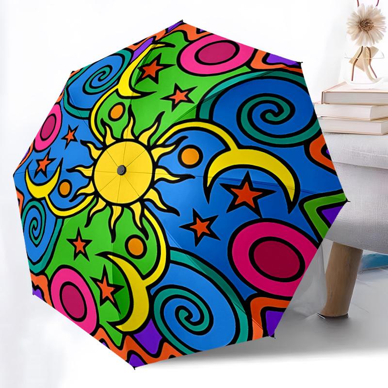 

1pc Mandala, Cosmic Automatic Open/Close Umbrella - Compact Travel Umbrella, Gift for Birthday, Holiday yy260106050