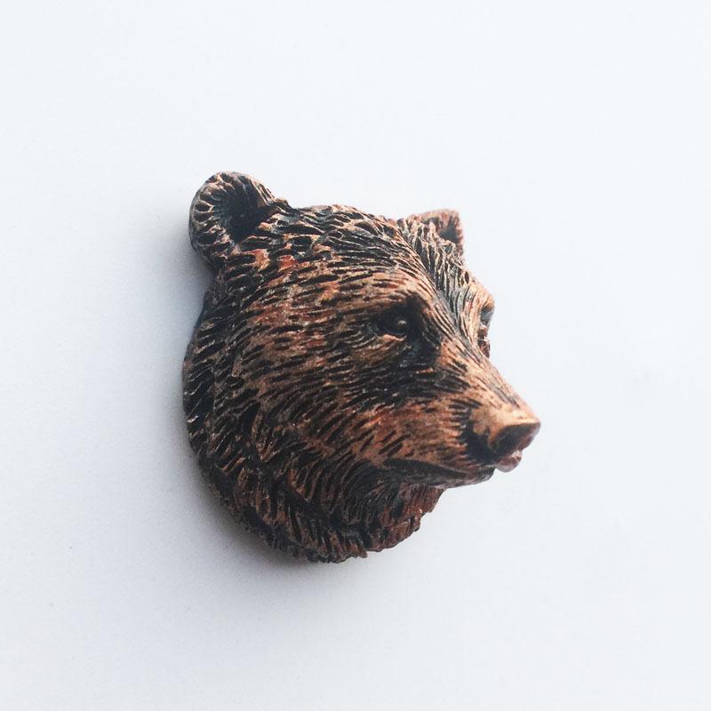 Silver Gold Copper Color Groundhog Wolf Head Bear Head Fridge Magnet Collection Home Kitchen Decoration Travel Souvenir Craft Gift