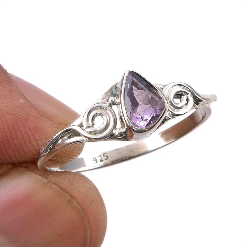 

Natural Pink Amethyst Gemstone Handmade 925 Sterling Silver Gift Ring S.10 i8S48