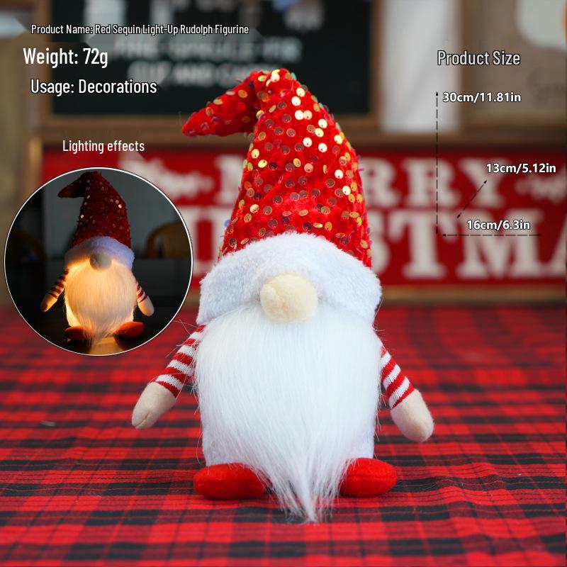 Svítící flitrový trpaslík a Rudolf vánoční ozdoby