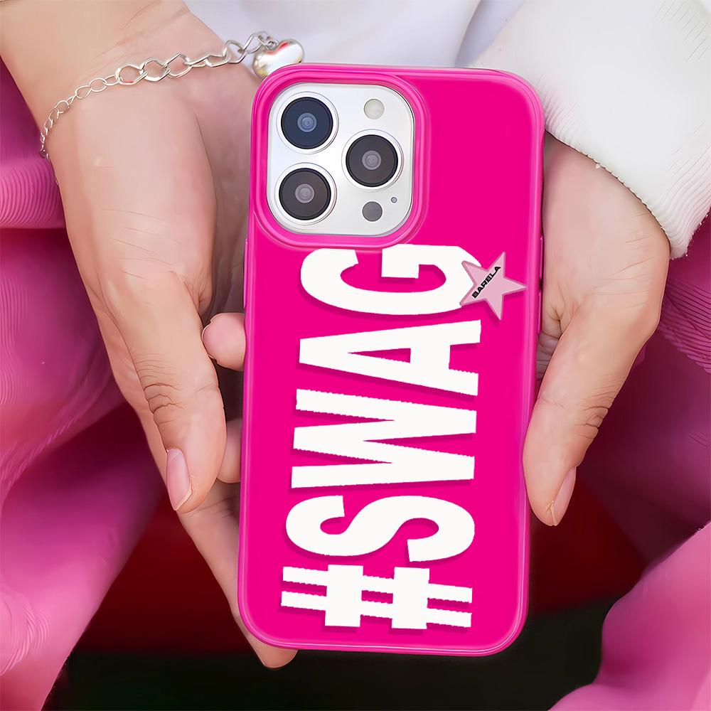 Luxury Creative SWAG Letters Phone Case for iPhone 17 16 15 14 13 12 11 Pro Max X XS XR Plus Air Glossy Film Hard PC Cover