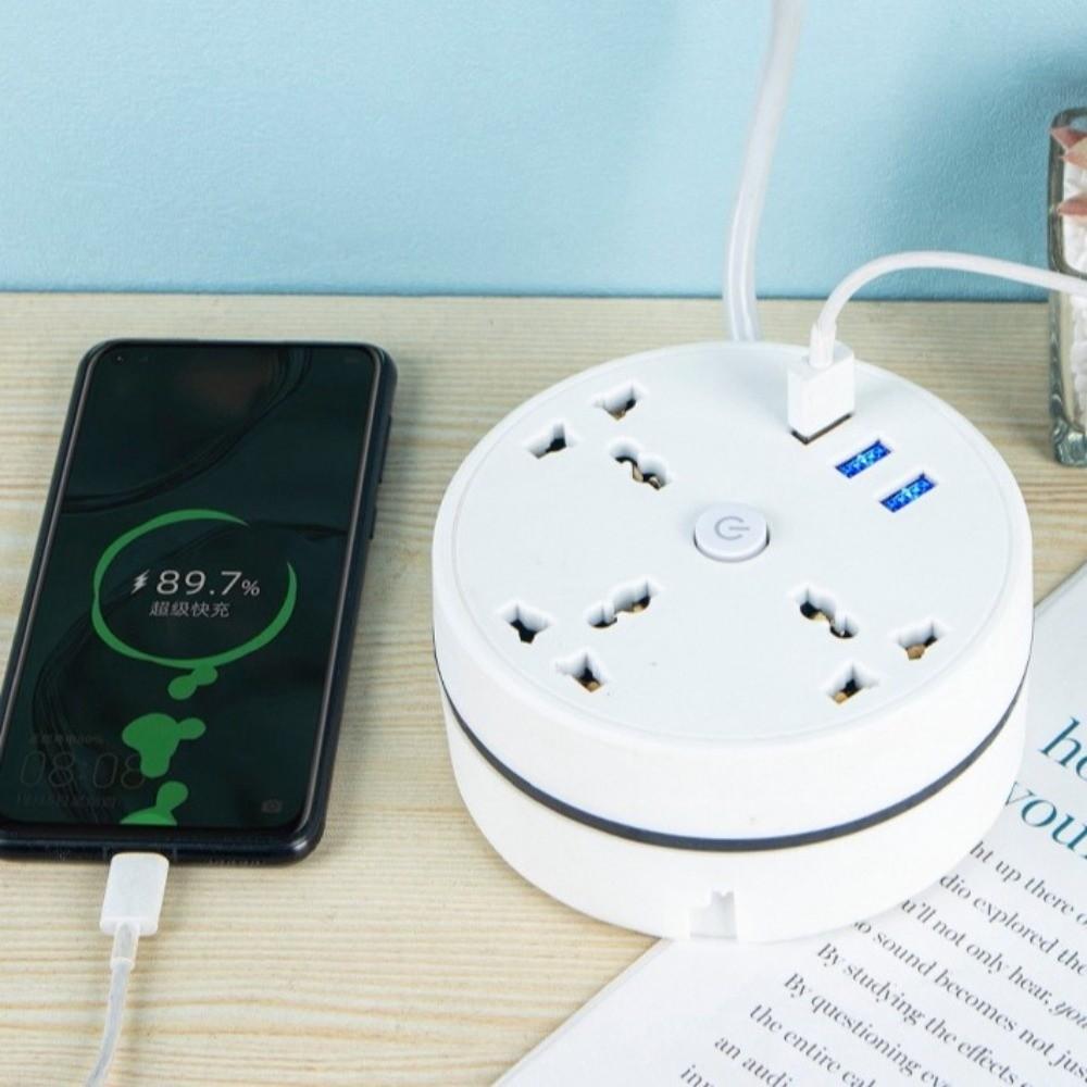 3 USB Ports Portable Extension Socket Round Design USB Charger Plug  International Travel