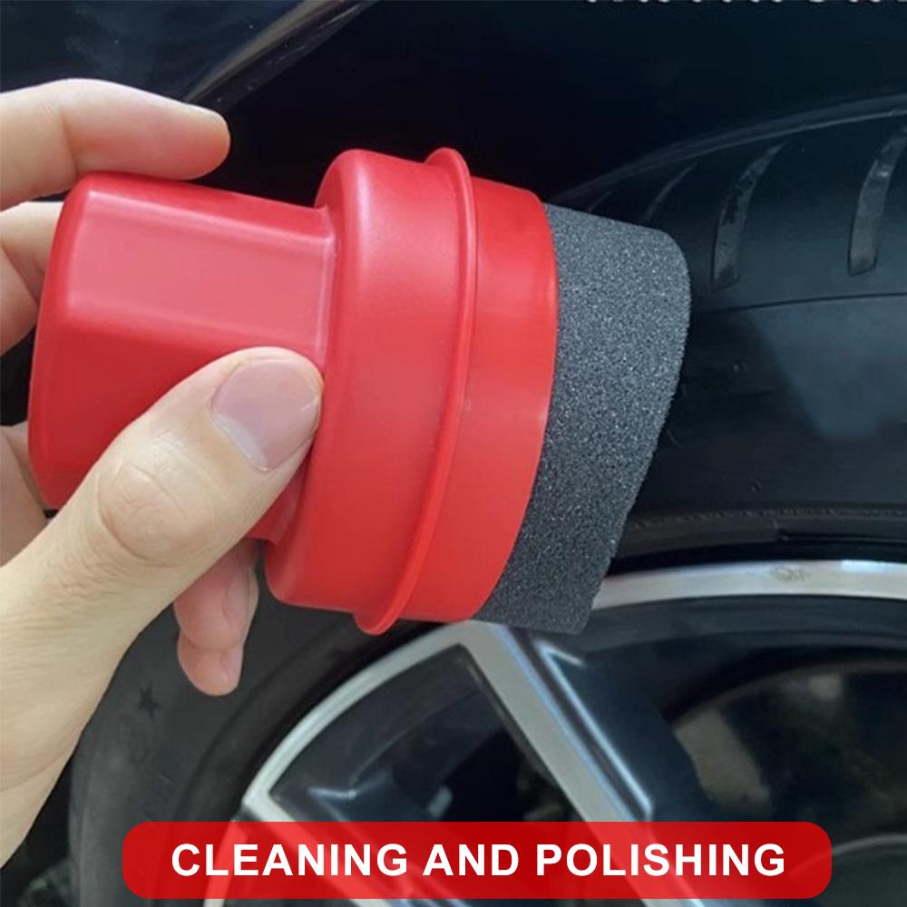 Car Tire Waxing Sponge Applicator Portable Polishing Brush Curved Shaped Pad with Cover Wheel Cleaning Contour Detailing Tools