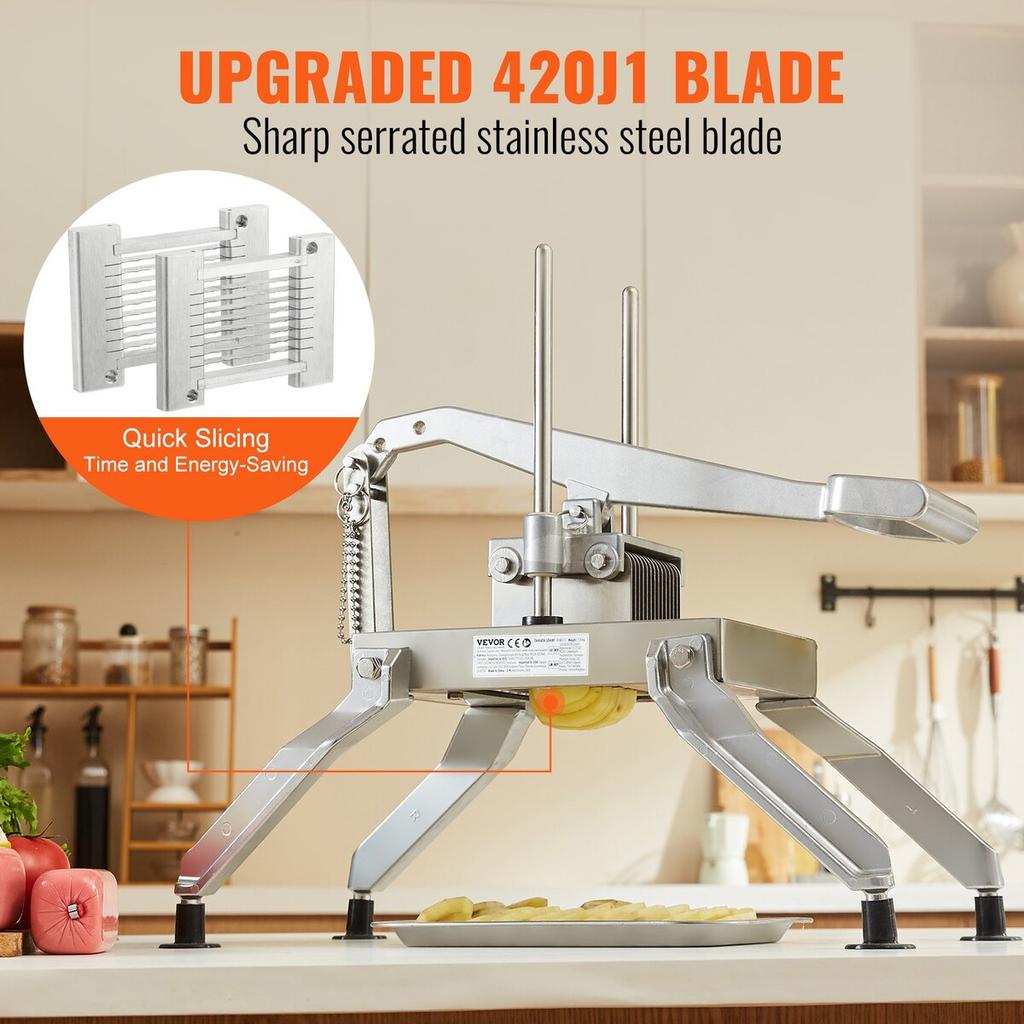 Commercial Vegetable Slicer, 1/4 and 1/2 inch Tomato Slicer, Stainless Steel and Aluminum Alloy Vegetable Cutter Slicer, Manual Tomato Slicer with