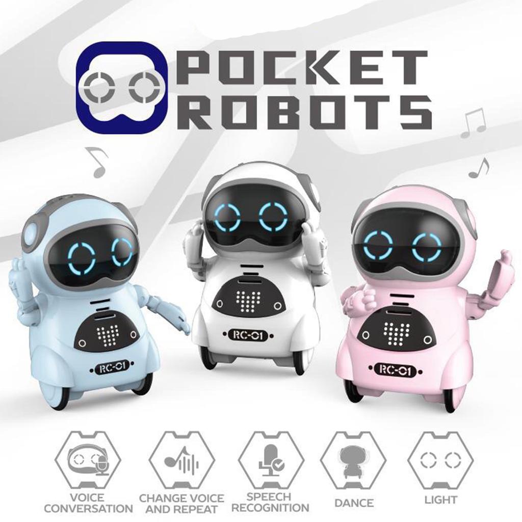 Interactive Voice Activated Intelligent Robot Educational Toy For Kids In Blue Pink White Color Lightweight Durability