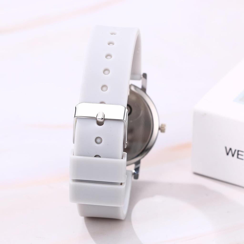 Silicone Strap Quartz Watch with Analog Large Adjustable Casual Style Perfect for or Any Occasion Women's Watch, 24-Hour Waterproof Display,