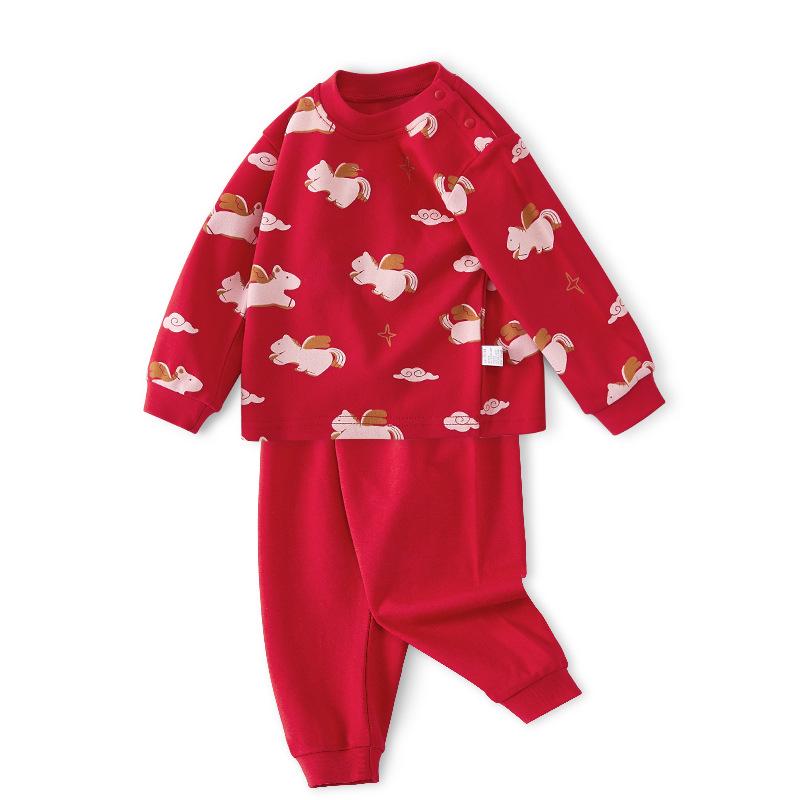 

Infant Chinese Red Autumn Outfit & Pants Set for 2026 Year of the Horse 100cm