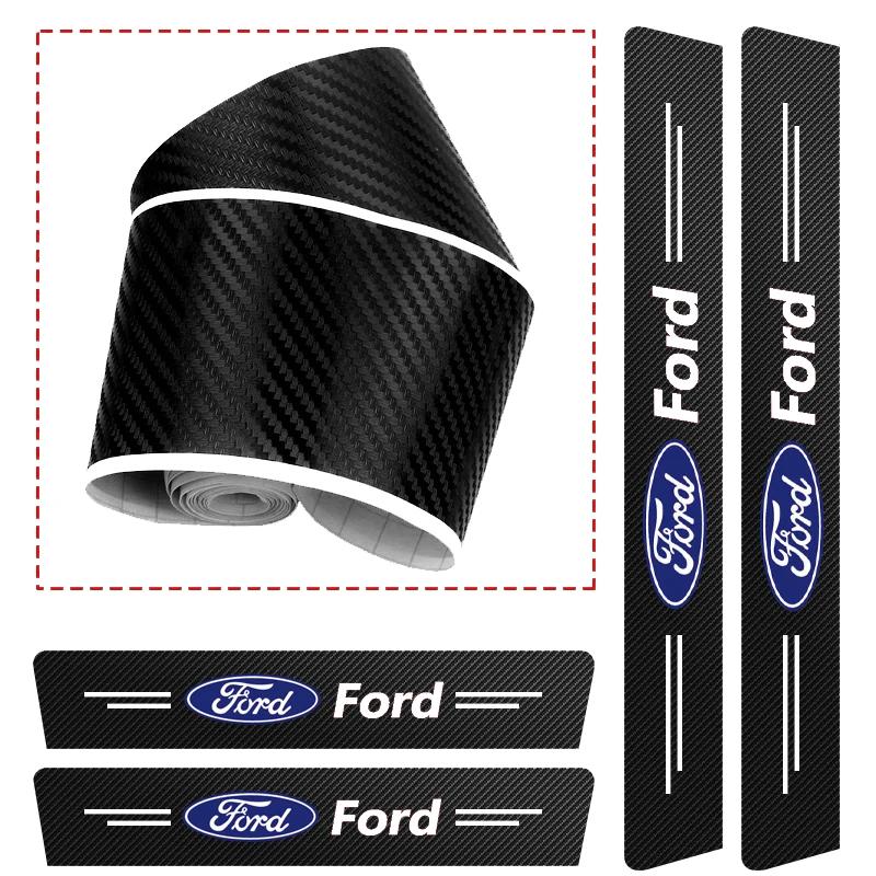 AACW1 Car Door Sill Anti-scratch Stickers Carbon Microfiber Sticker For Ford Edge Explorer Transit Ranger Kuga MK2 MK7 Fusion Ecosport