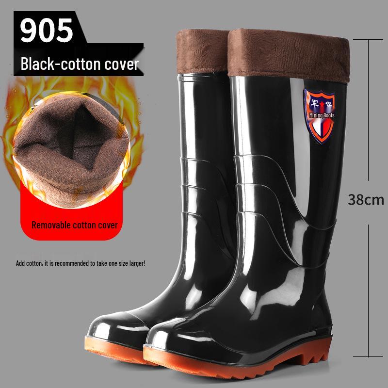 Men's High-Top Waterproof Military Rain Boots with Non-Slip Sole and Labor Protection Rubber Overshoes