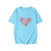 Women Plus Size Cotton T-Shirt Summer Short Sleeve Heart Print Mid-Long Loose Casual Pullover Top For 200lbs