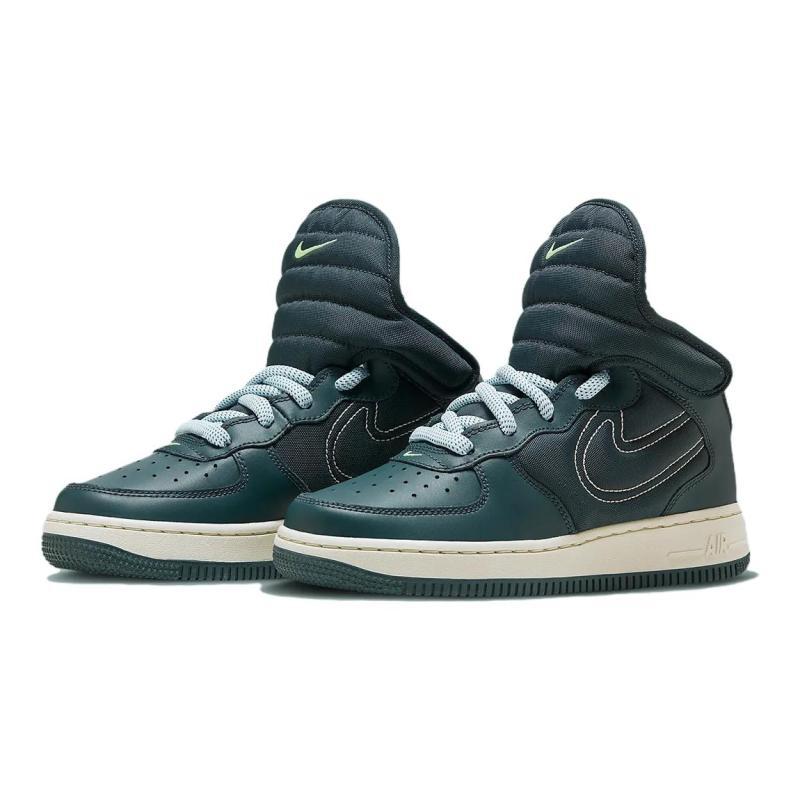 Nike Air Force 1 Protišmykové Odolné proti opotrebeniu Stredne vysoké Detské Skateboardové Topánky Zelené Tenisky FD4641-300