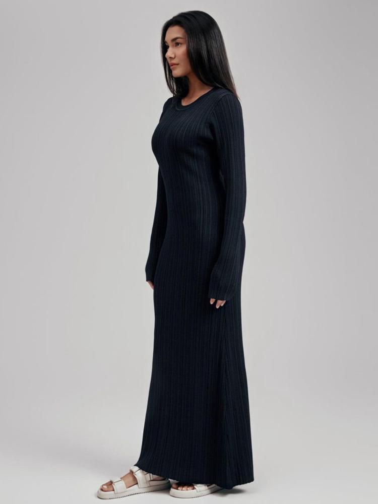 Pletené dámské šaty s kulatým výstřihem podzim zima slim fit s vysokým pasem obepínající boky dámské šaty elegantní s dlouhým rukávem slim dámské