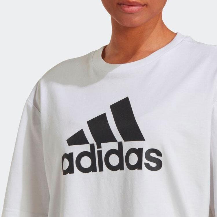 Adidas Crew Neck Pullover Large Logo Short Sleeve T-Shirt Women T-Shirts White HC6358