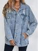 Women's Oversized Ripped Denim Boyfriend Jacket