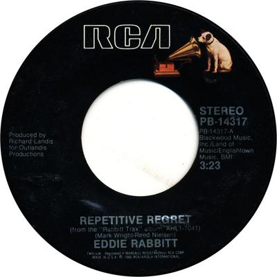 7inch Record EDDIE RABBITT - Repetitive Regret PB14317 RCA 1986 US Country/Folk Used