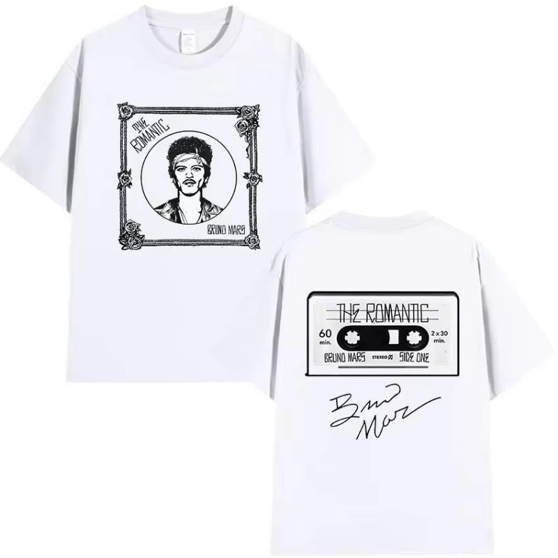 Bruno Mars The Romantic Tour 2026 Maglietta Uomo Moda Casual Cotone Manica Corta Magliette Uomo Vintage Hip Hop Abbigliamento Maglietta