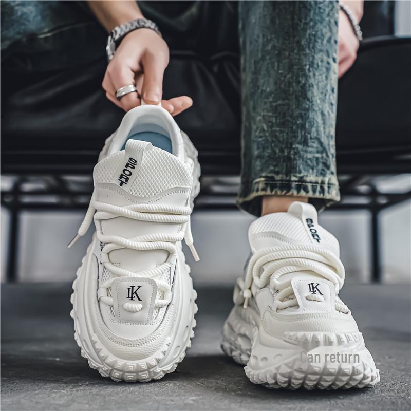 Putian Men's Trendy Summer Breathable Height-Enhancing Dad Shoes with Tire Sole