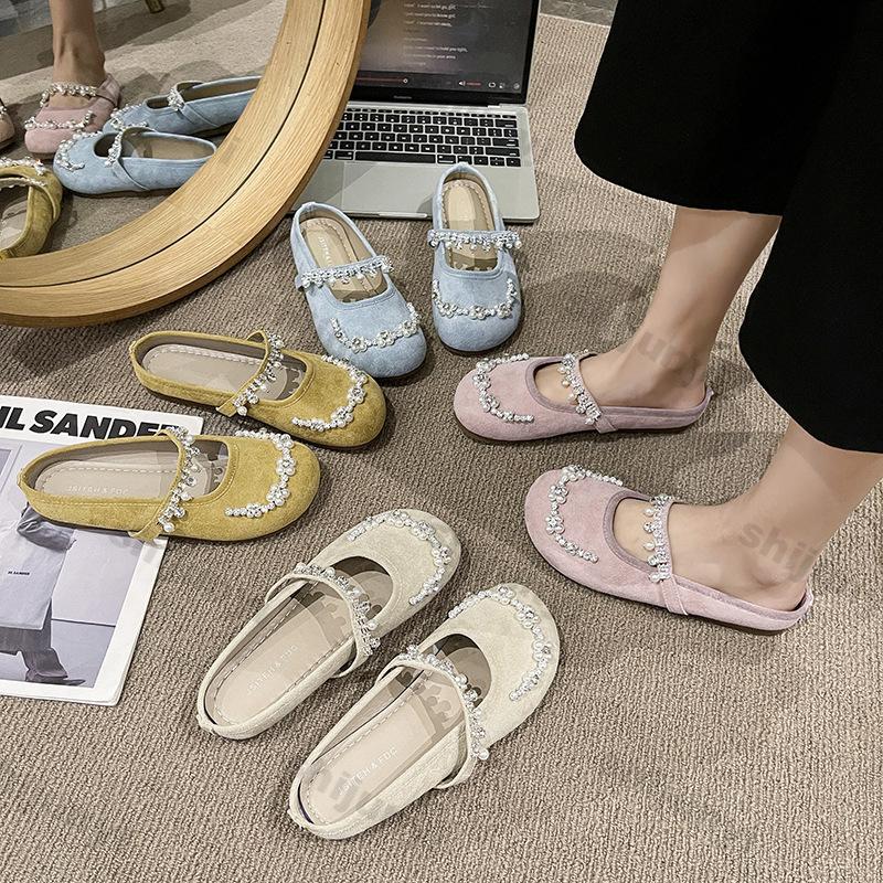 Women Shoes 2025 Summer Fashion Rhinestone Half Drag Shoes Outdoor Vintage Sandals Non Slip Soft Sole Dress Style Mary Jane Shoe