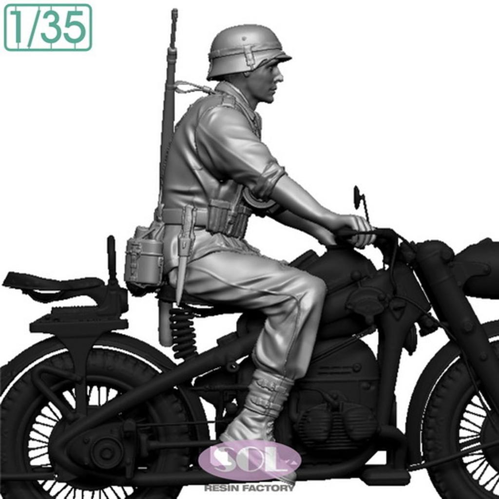 Solmodel WWII German KS750 Crew 1 Motorcycle Soldier 3D Printer Kit MM881 1/35 (for Solmodel) (People)
