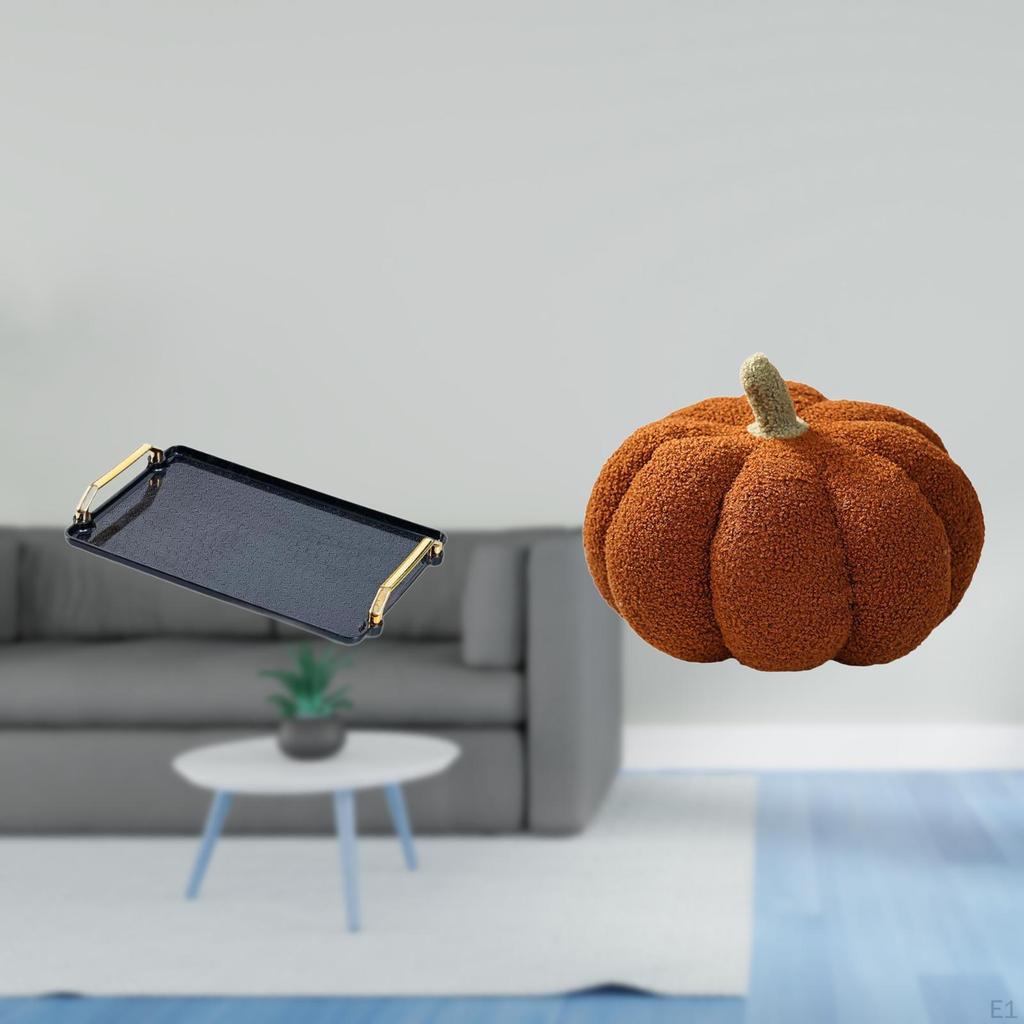 Elegant Rectangular Serving Tray Table with Pumpkin Pillow Accents for Home Hotel Bar Decor Perfect