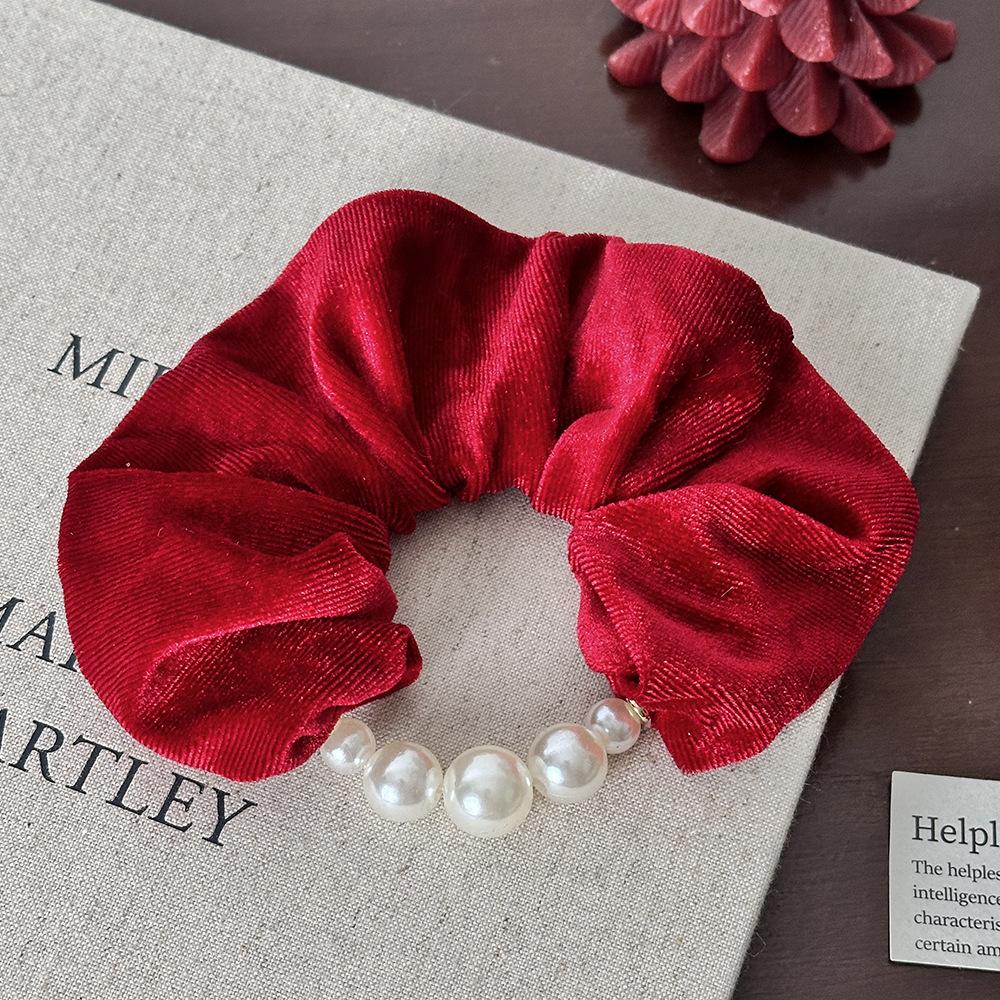 Velvet Bead Big Intestine Hair Band, High-end Style Braid for Long Hair, Elegant Hair Tie