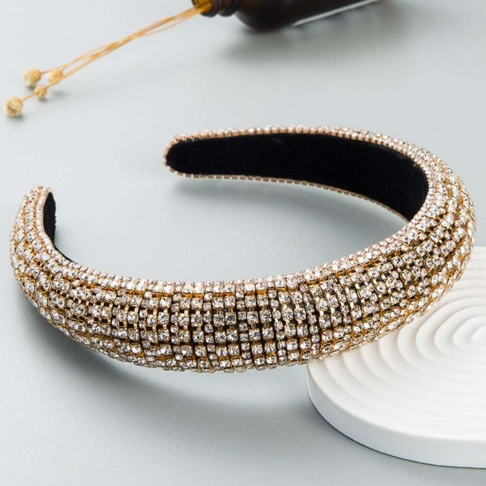 Padded Rhinestone Headband Baroque Sponge Hair Hoop Jeweled Hairbands Crystal Hairband Teens