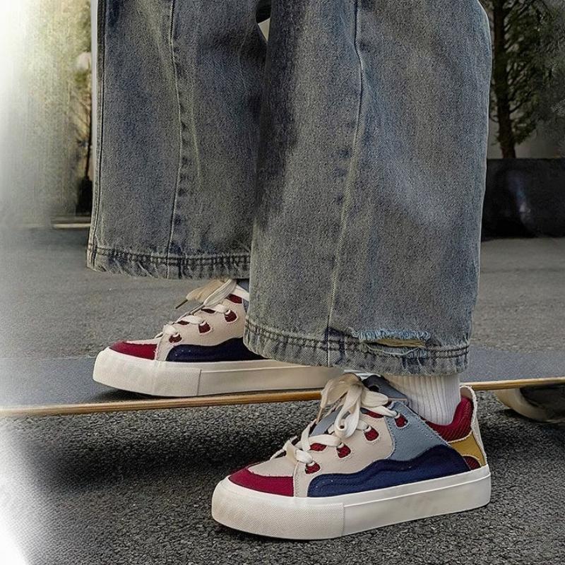 Mode Sommer Herrenschuhe Modetrend Atmungsaktiv Neue Spleißung Lässige Flache Schuhe Nischendesign Canvas Höhenerhöhende Klobige Sneaker