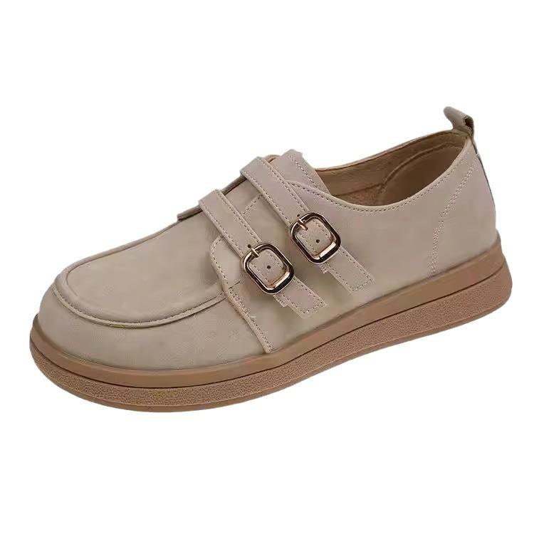 2025 Maillard style small leather shoes women's casual single shoes spring new versatile single shoes platform lazy one pedal