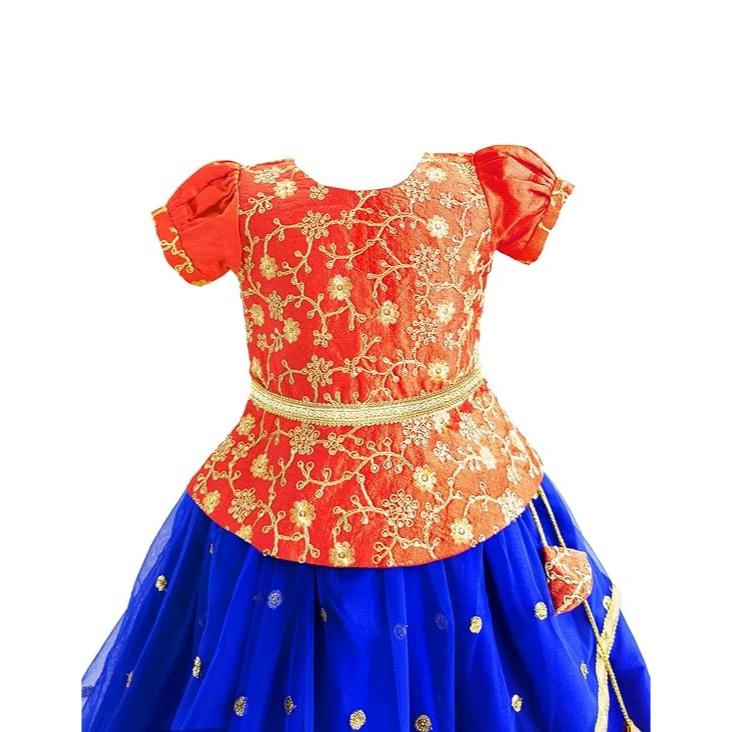 Платье для девочек, Lehenga Choli for Girls (Royalblue & Orange), Stanwells Kids