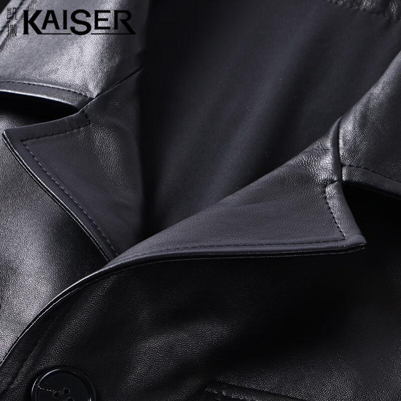 Kaiser Jaqueta Biker Masculina de Couro de Pele de Ovelha Genuíno