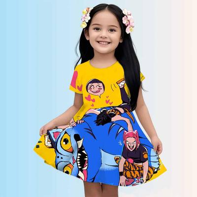 Mädchenkleid KPop Dämonenjäger Sommer 2025 Mini Kurzarmkleid Prinzessin 3D-Druck Niedliche Kinderkleidung Party-Top