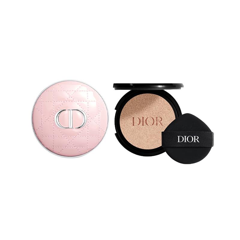 DIOR Cushion Two-piece set C: Soft mist matte makeup locking air cushion core #1N 13g + pink lacquered cannage pattern shell серебряный