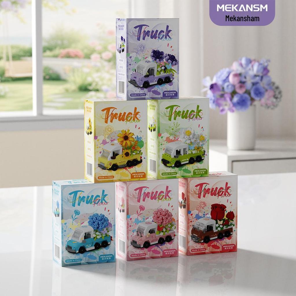 Mini Building Blocks RV Flower Bouquet Romantic Toy - Creative Festival Ornament Gift for Girls